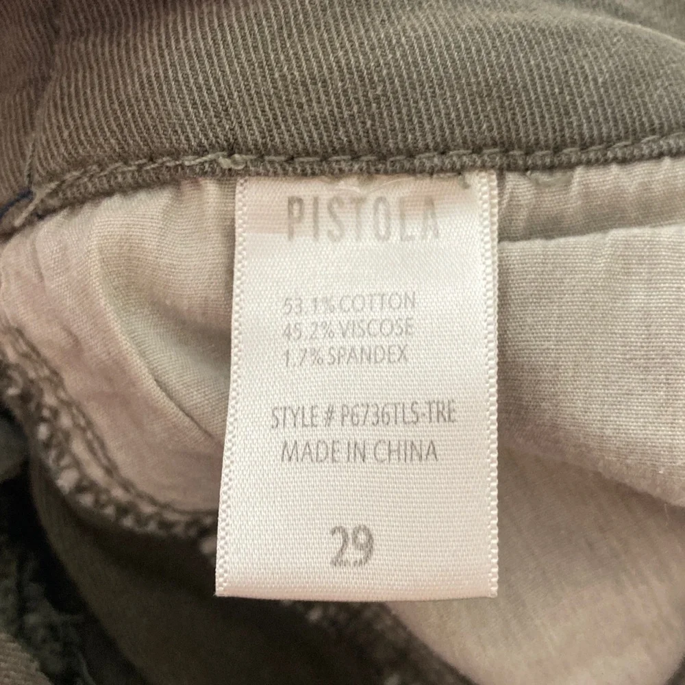 Pistola Olive Green Mossy Red Navy Stripe Ankle Jeans Womens Sz 29 Cotton Blend - Picture 8 of 8